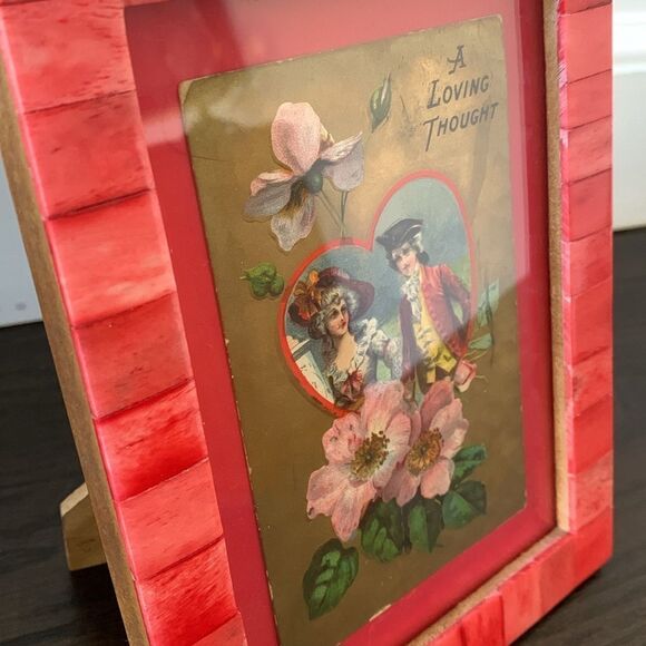 Vintage Victorian Valentines Day Love Postcard in Red Handmade 4x6” Photo Frame - Picture 4 of 6
